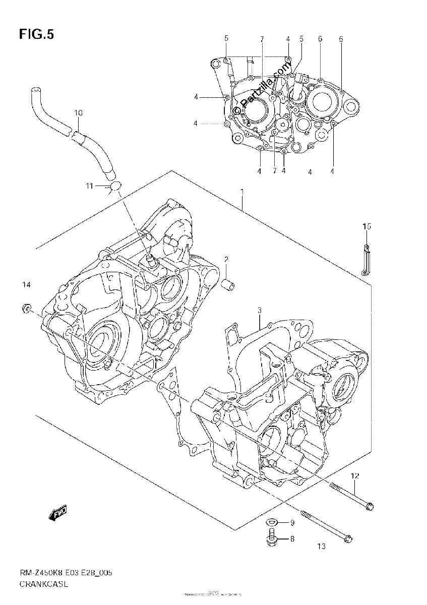 Diagrama de CRANKCASE RM Z450K 8 K9 L0