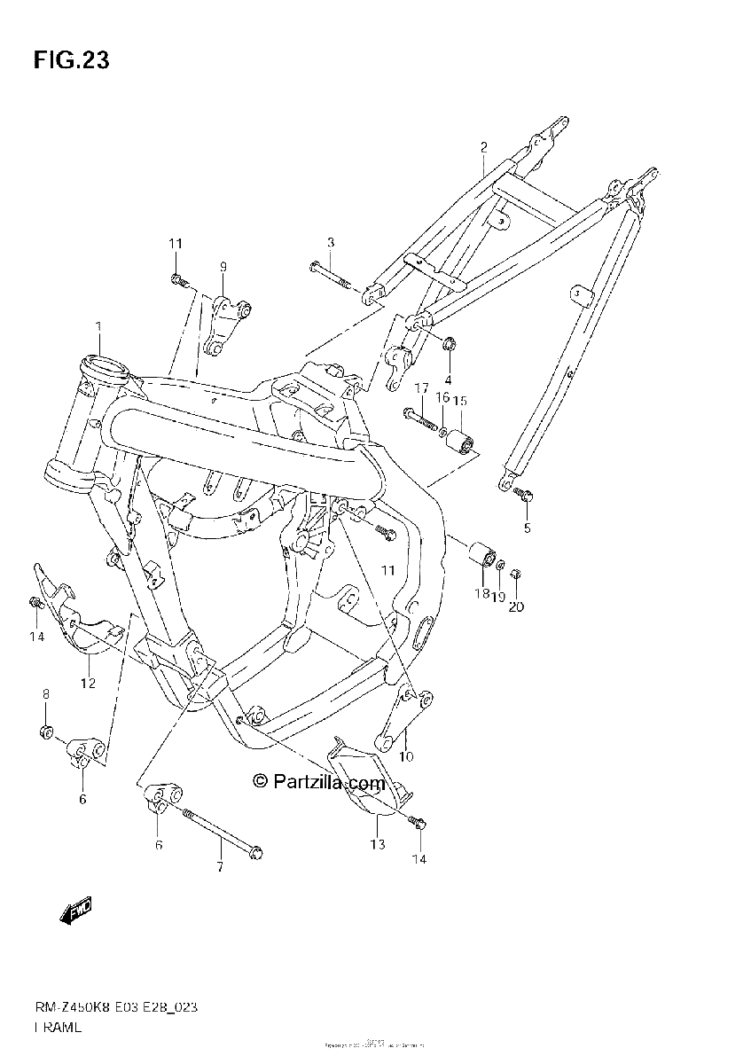 Diagrama de FRAME RM Z450 K8 K9