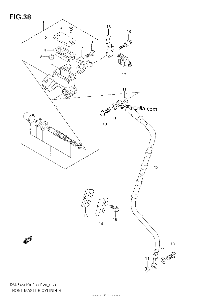 Diagrama de FRONT MASTER CYLINDER RM Z450 K8 K9 L0