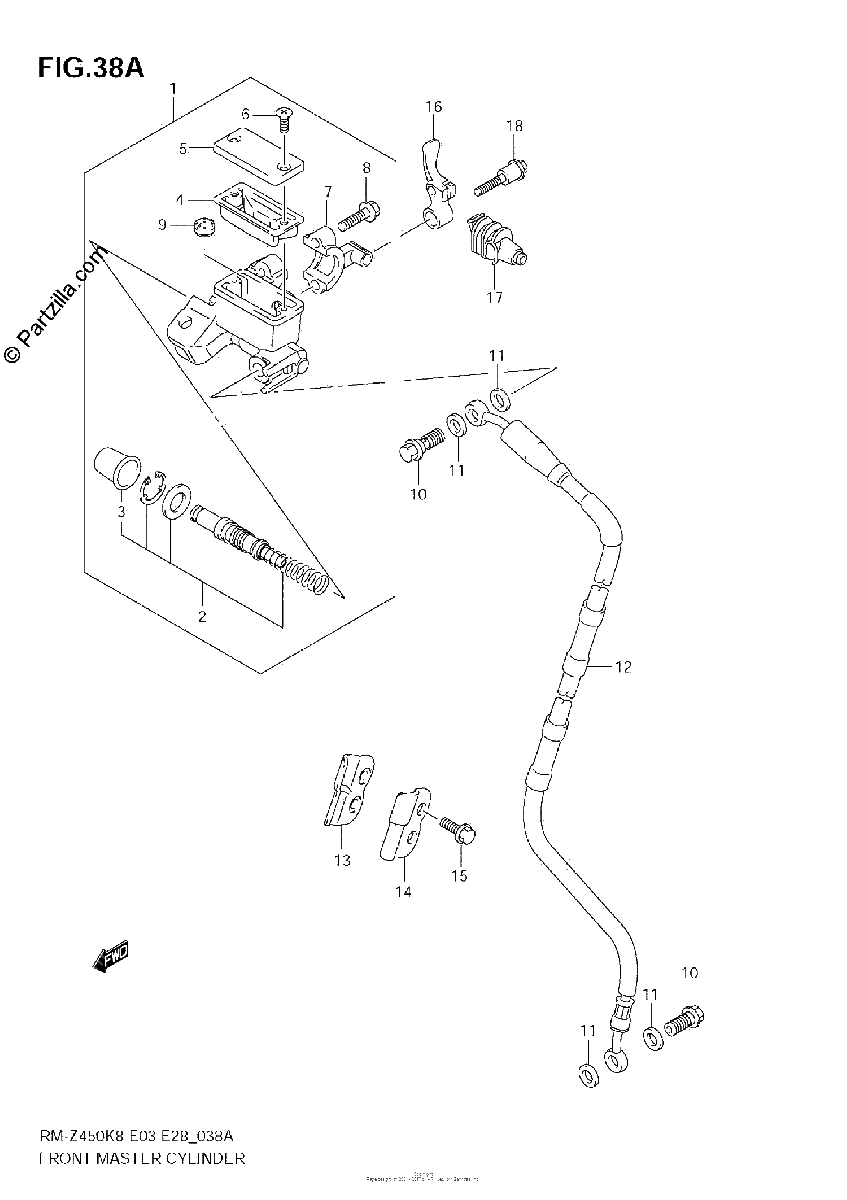 Diagrama de FRONT MASTER CYLINDER RM Z450 L1