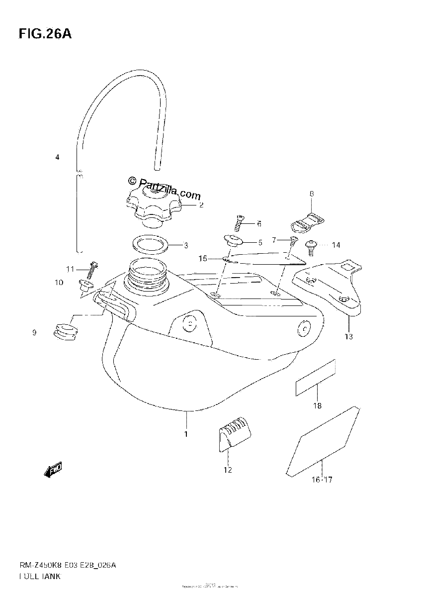 Diagrama de FUEL TANK RM Z450 L1