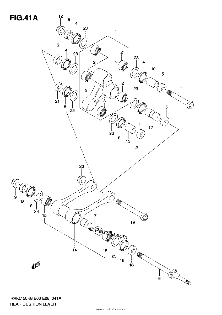 Diagrama de REAR CUSHION LEVER RM Z450 L0 L1