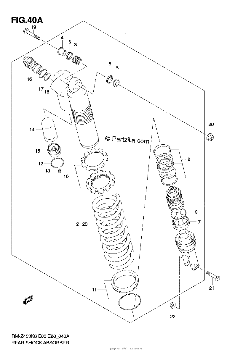Diagrama de REAR SHOCK ABSORBER RM Z450 L0 L1