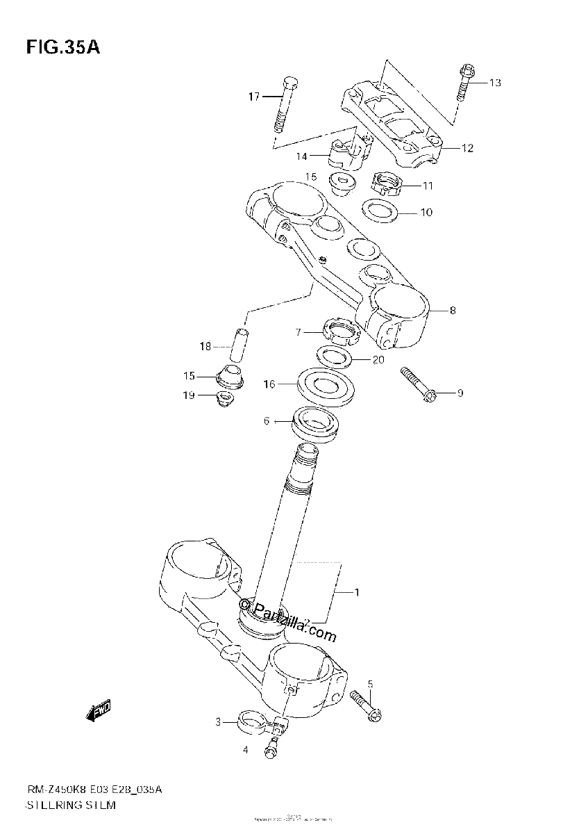 Diagrama de STEERING STEM RM Z450 L1