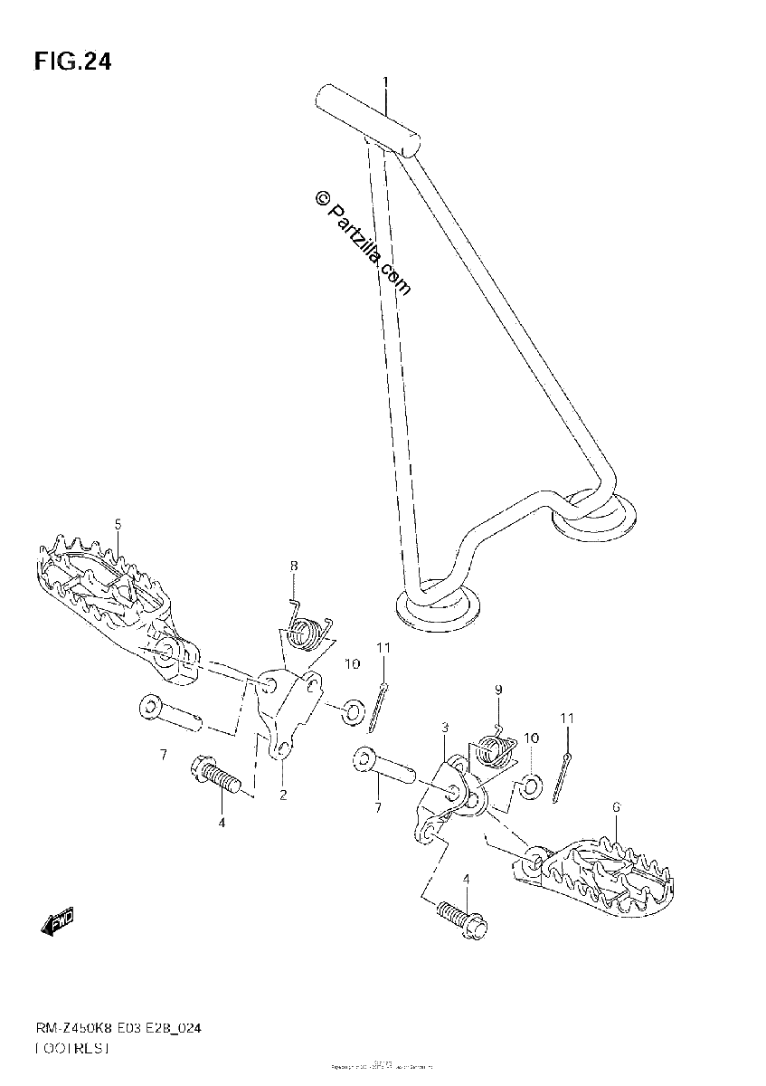 Diagrama de FOOTREST RM Z450 K8 K9 L0