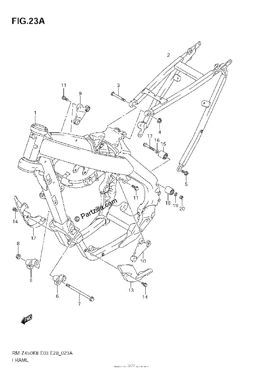 Diagrama de FRAME RM Z450 L0
