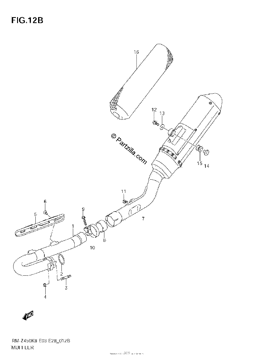 Diagrama de MUFFLER RM Z450 L1