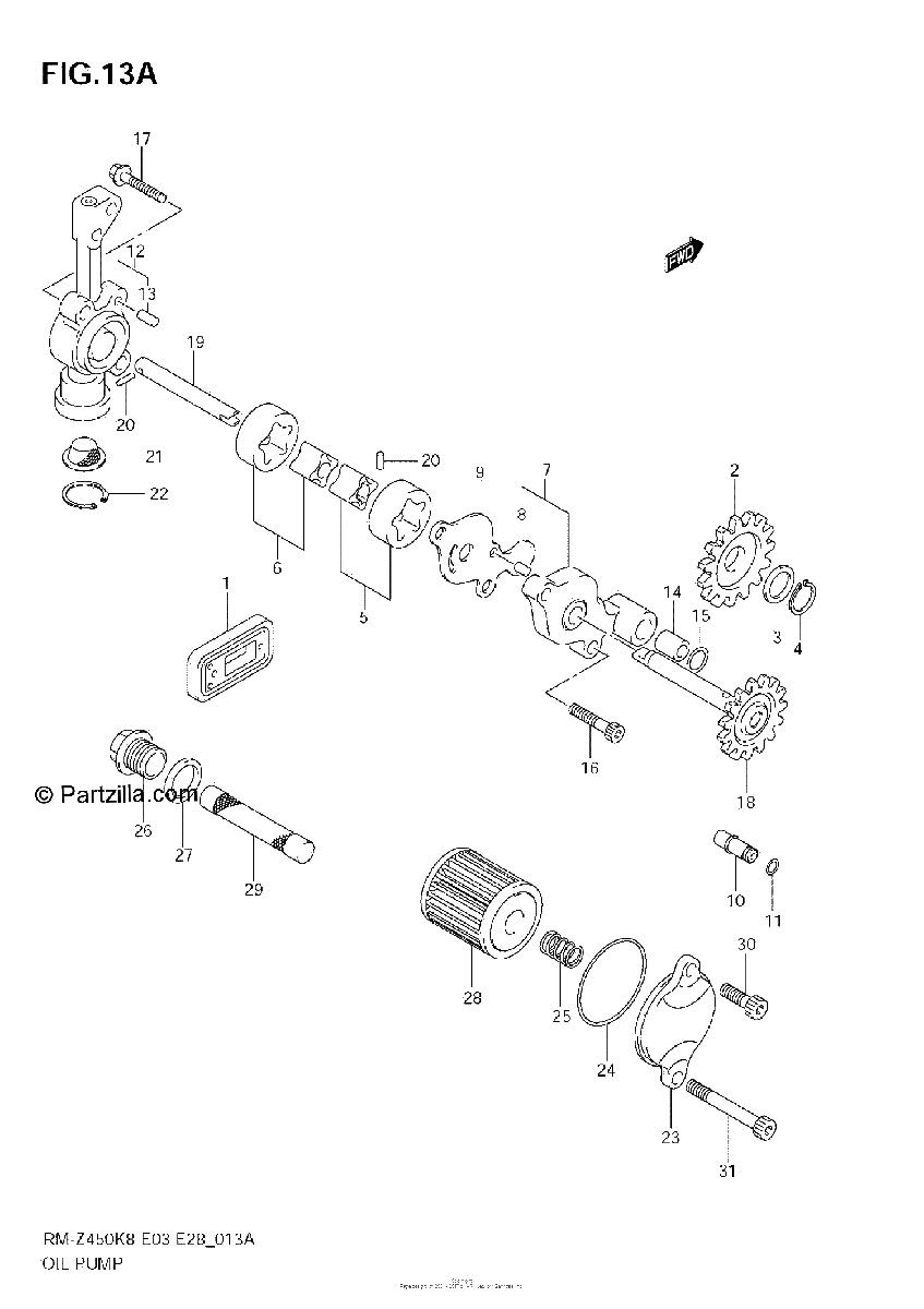 Diagrama de OIL PUMP RM Z450 L1
