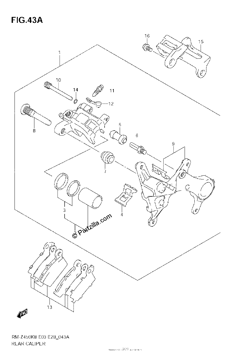 Diagrama de REAR CALIPER RM Z450 L1