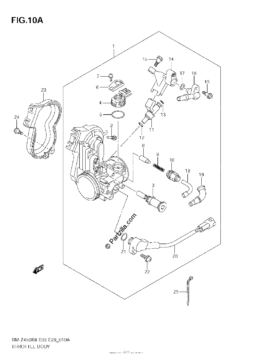 Diagrama de THROTTLE BODY RM Z450 L1