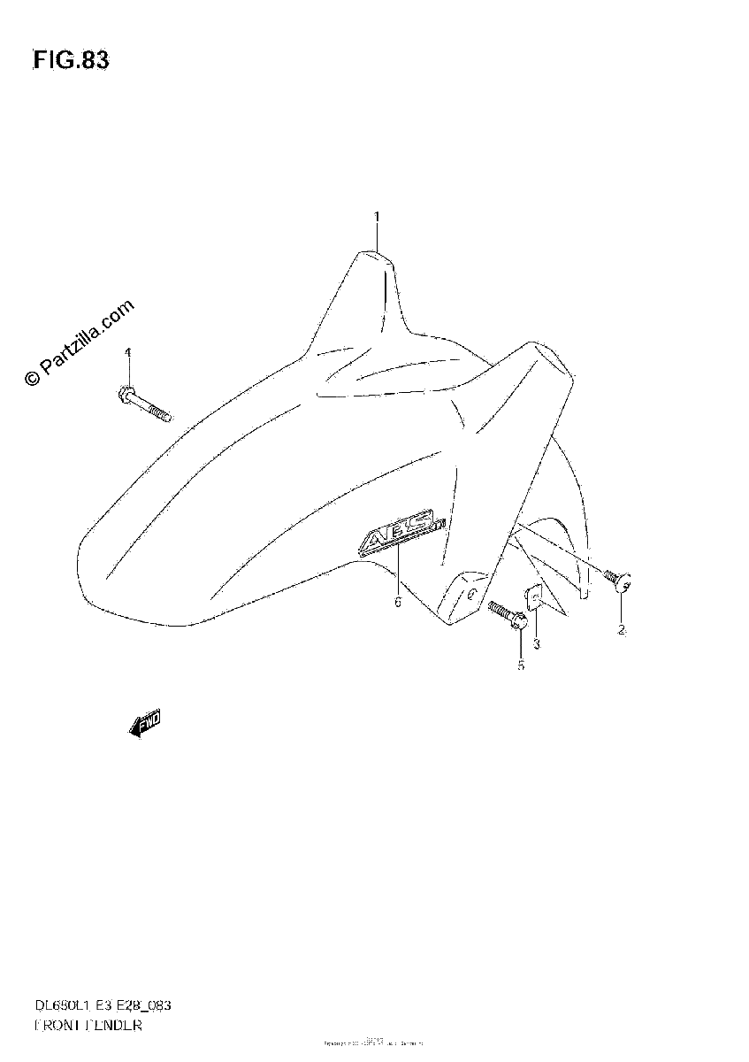 Diagrama de FRONT FENDER DL650A L1 E3