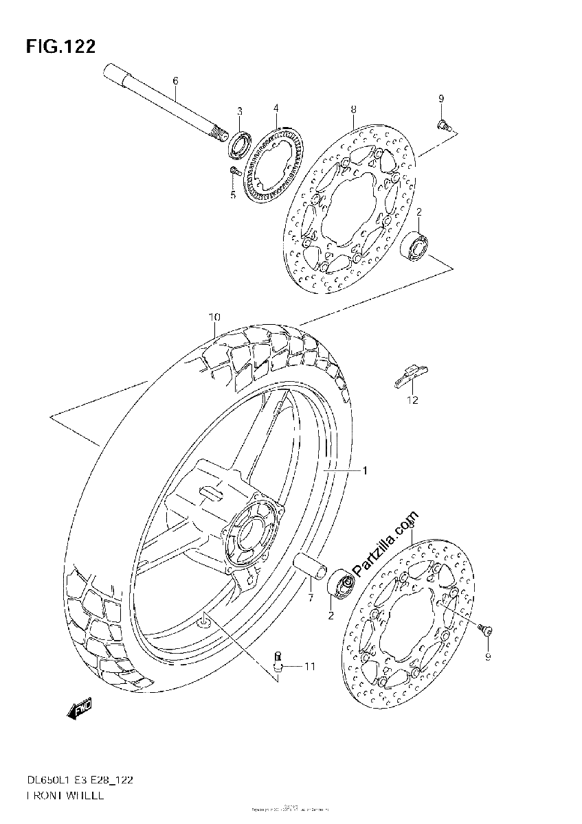 Diagrama de FRONT WHEEL DL650A L1 E28