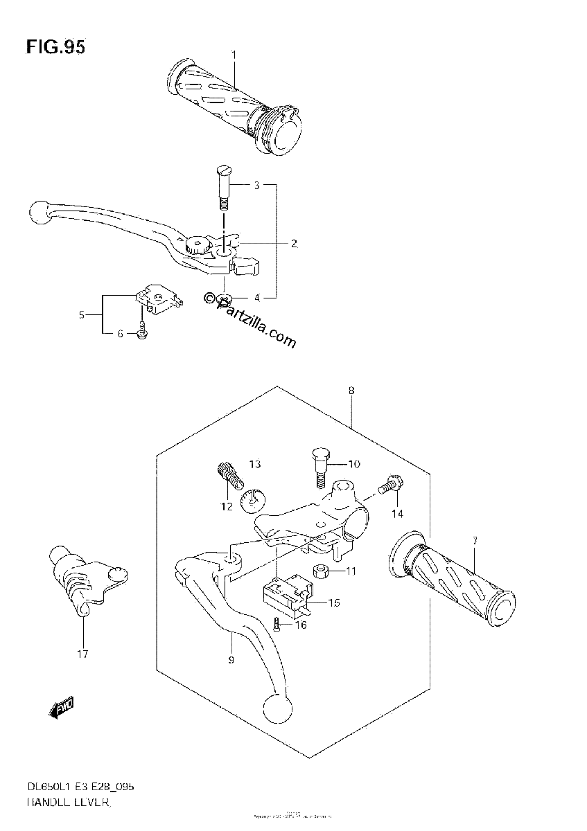 Diagrama de HANDLE LEVER DL650A L1 E3