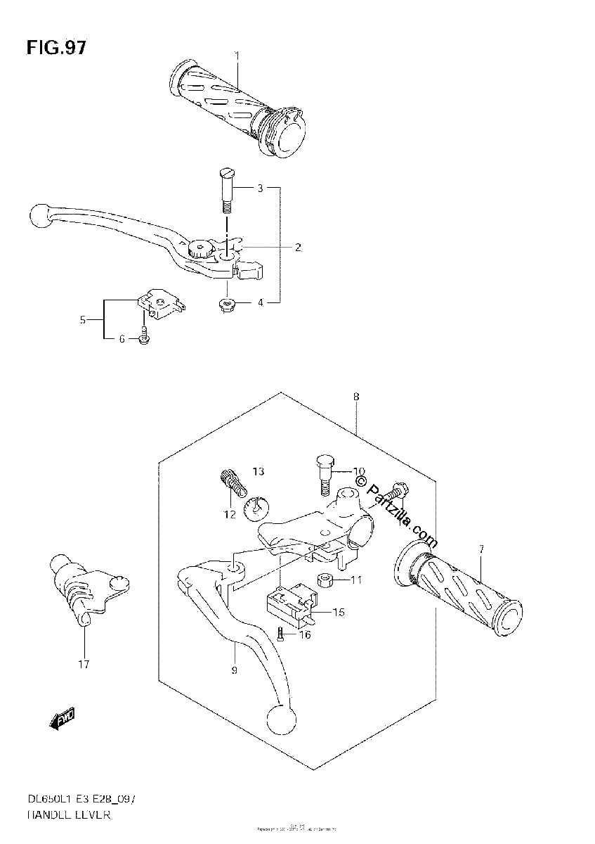 Diagrama de HANDLE LEVER DL650A L1 E33
