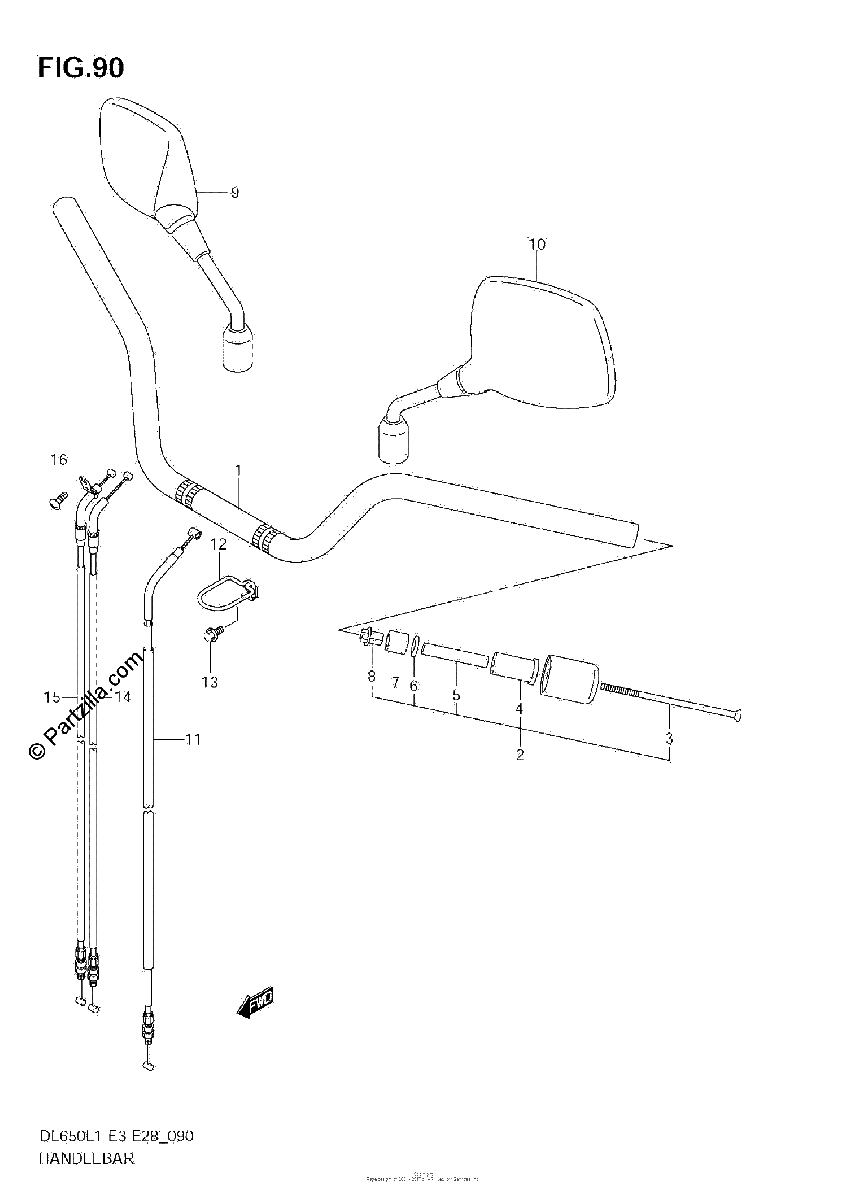 Diagrama de HANDLEBAR DL650A L1 E28
