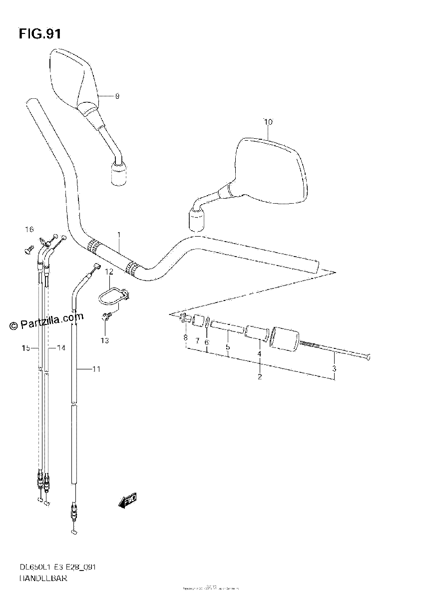 Diagrama de HANDLEBAR DL650A L1 E33