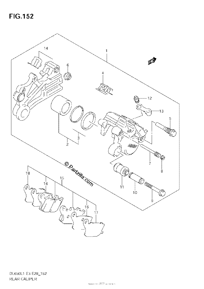 Diagrama de REAR CALIPER DL650A L1 E28