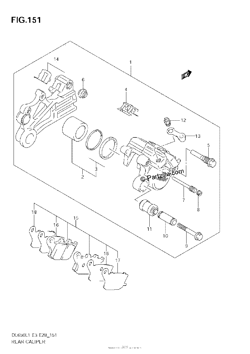 Diagrama de REAR CALIPER DL650A L1 E3