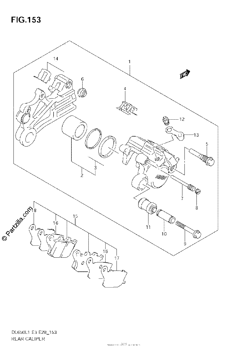 Diagrama de REAR CALIPER DL650A L1 E33
