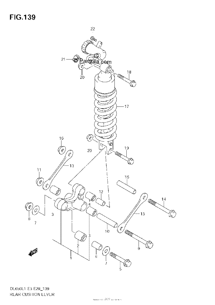 Diagrama de REAR CUSHION LEVER DL650A L1 E3
