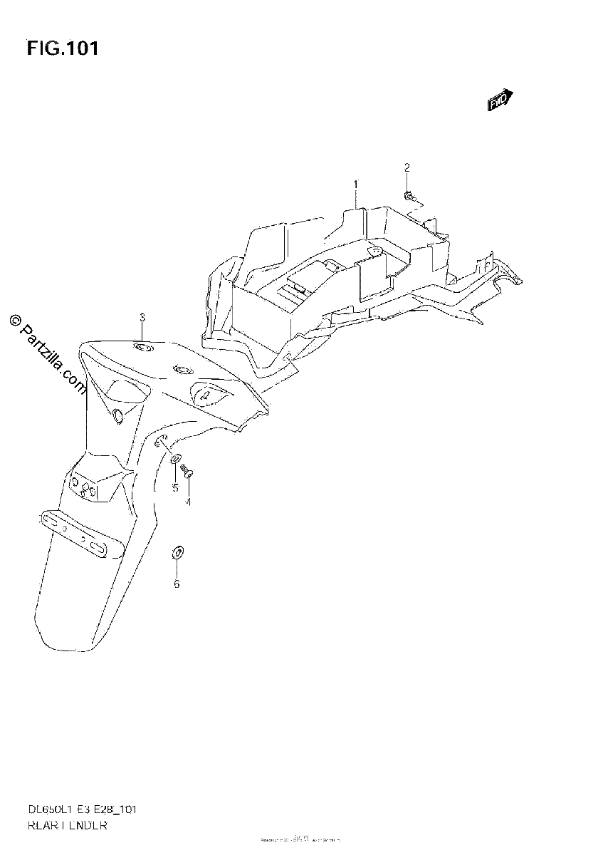 Diagrama de REAR FENDER DL650A L1 E3