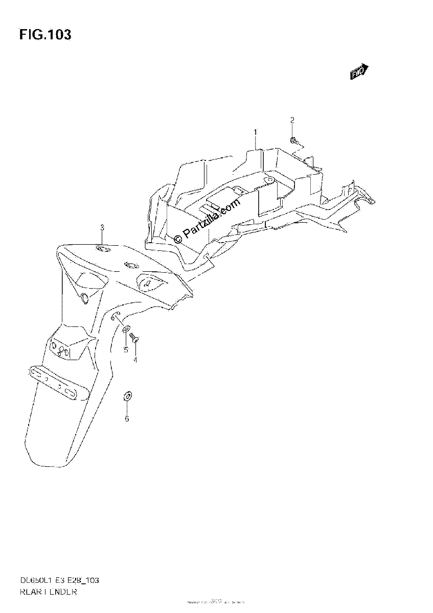 Diagrama de REAR FENDER DL650A L1 E33
