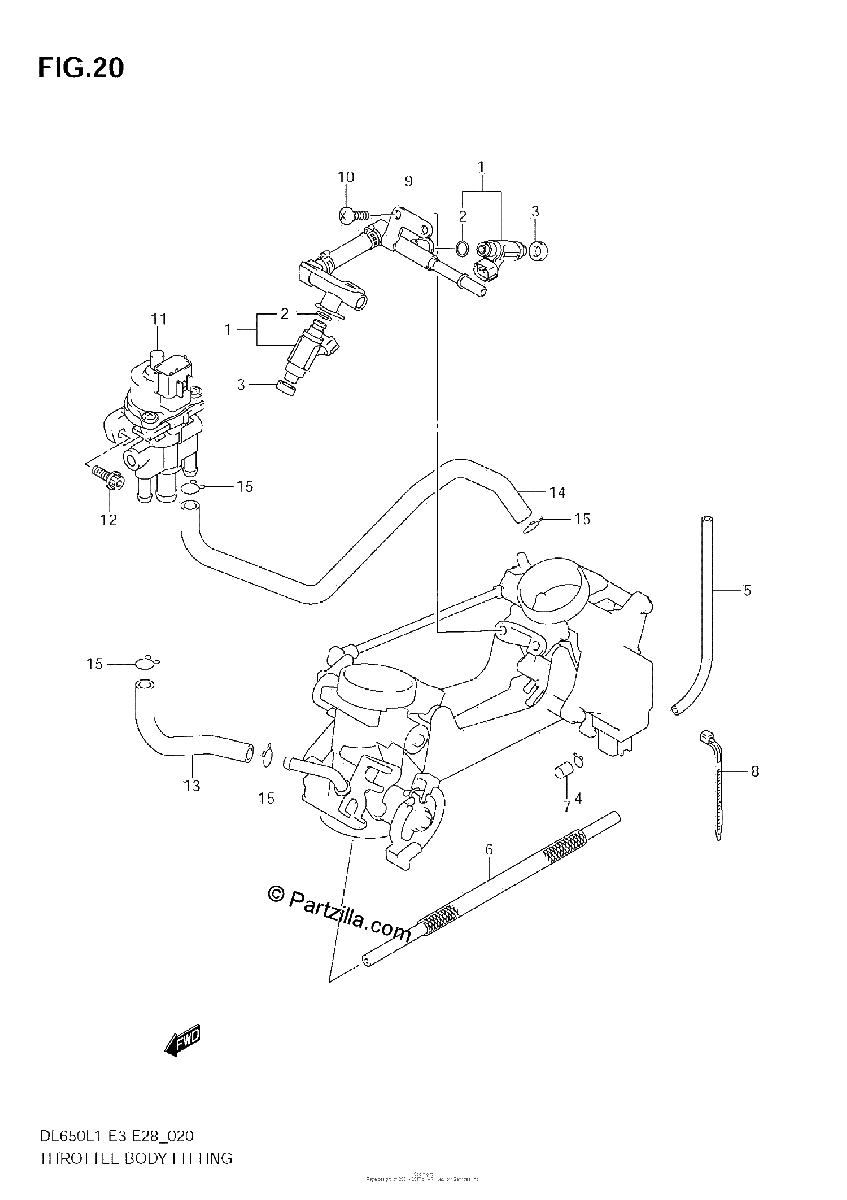 Diagrama de THROTTLE BODY FITTING DL650A L1 E3