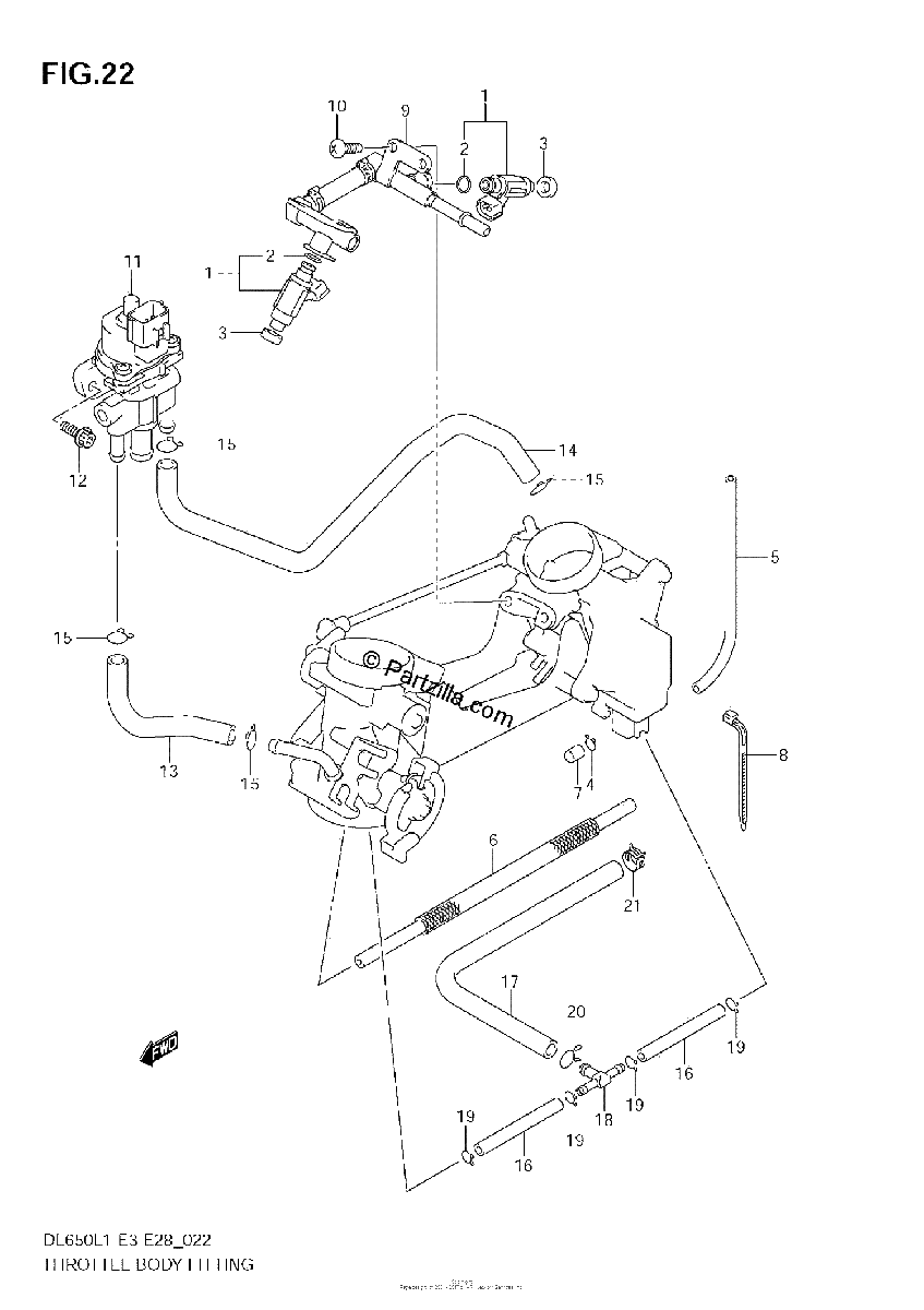 Diagrama de THROTTLE BODY FITTING DL650A L1 E33