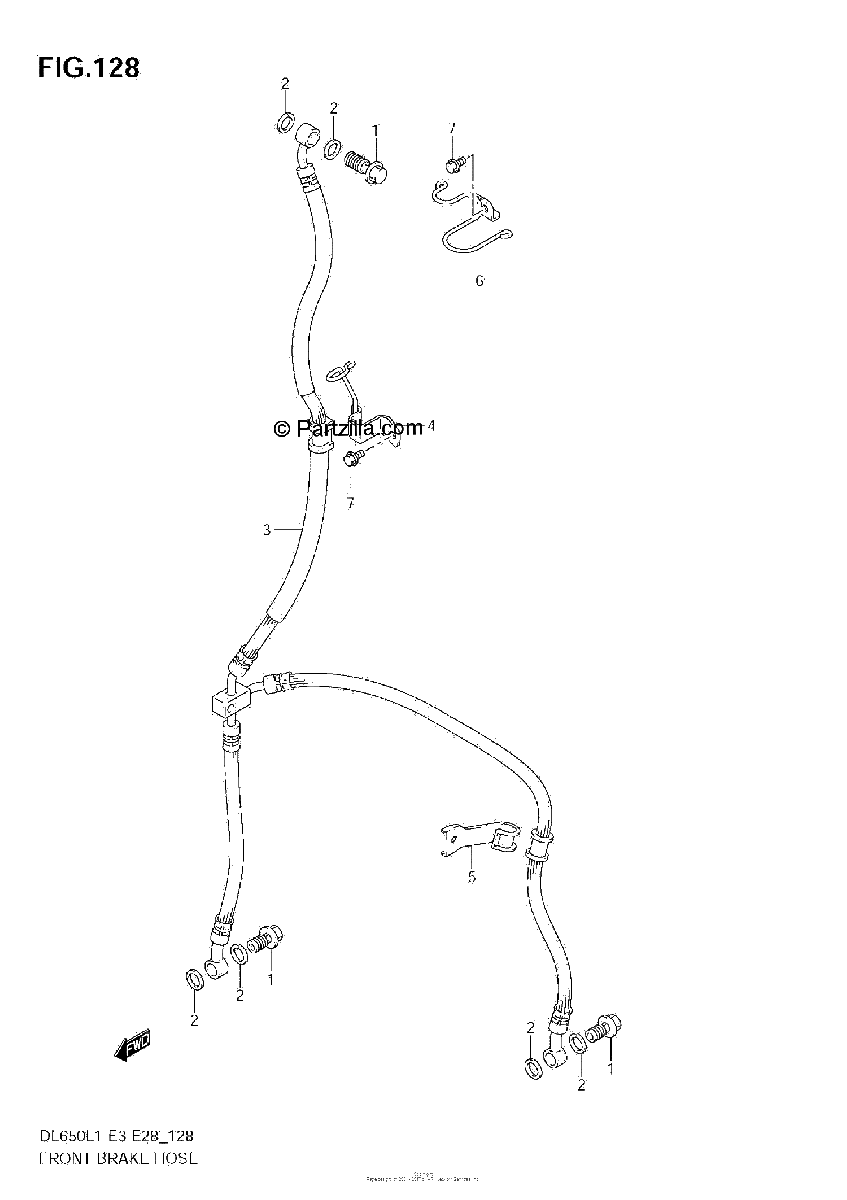 Diagrama de FRONT BRAKE HOSE DL650 L1 E3