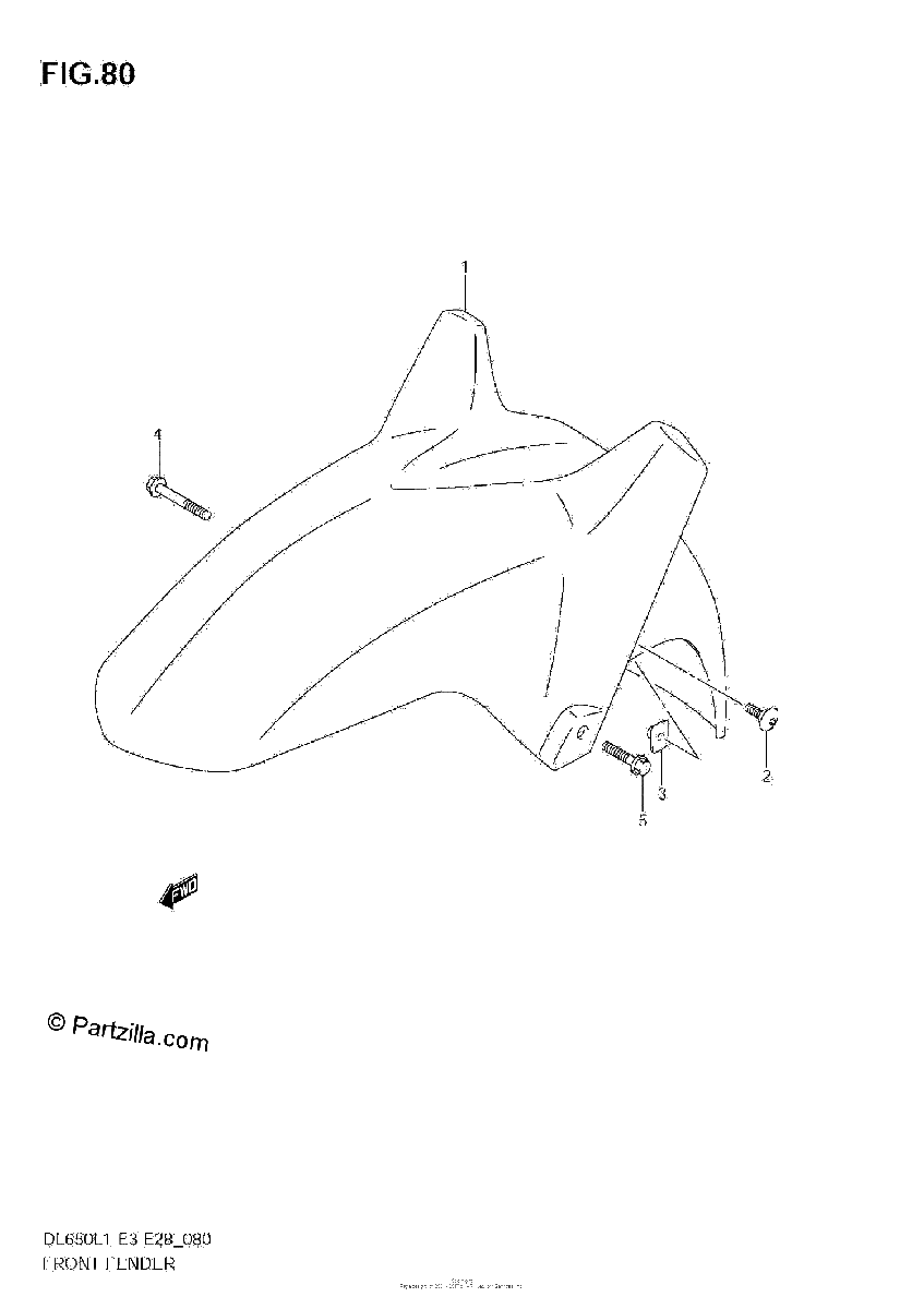 Diagrama de FRONT FENDER DL650 L1 E3