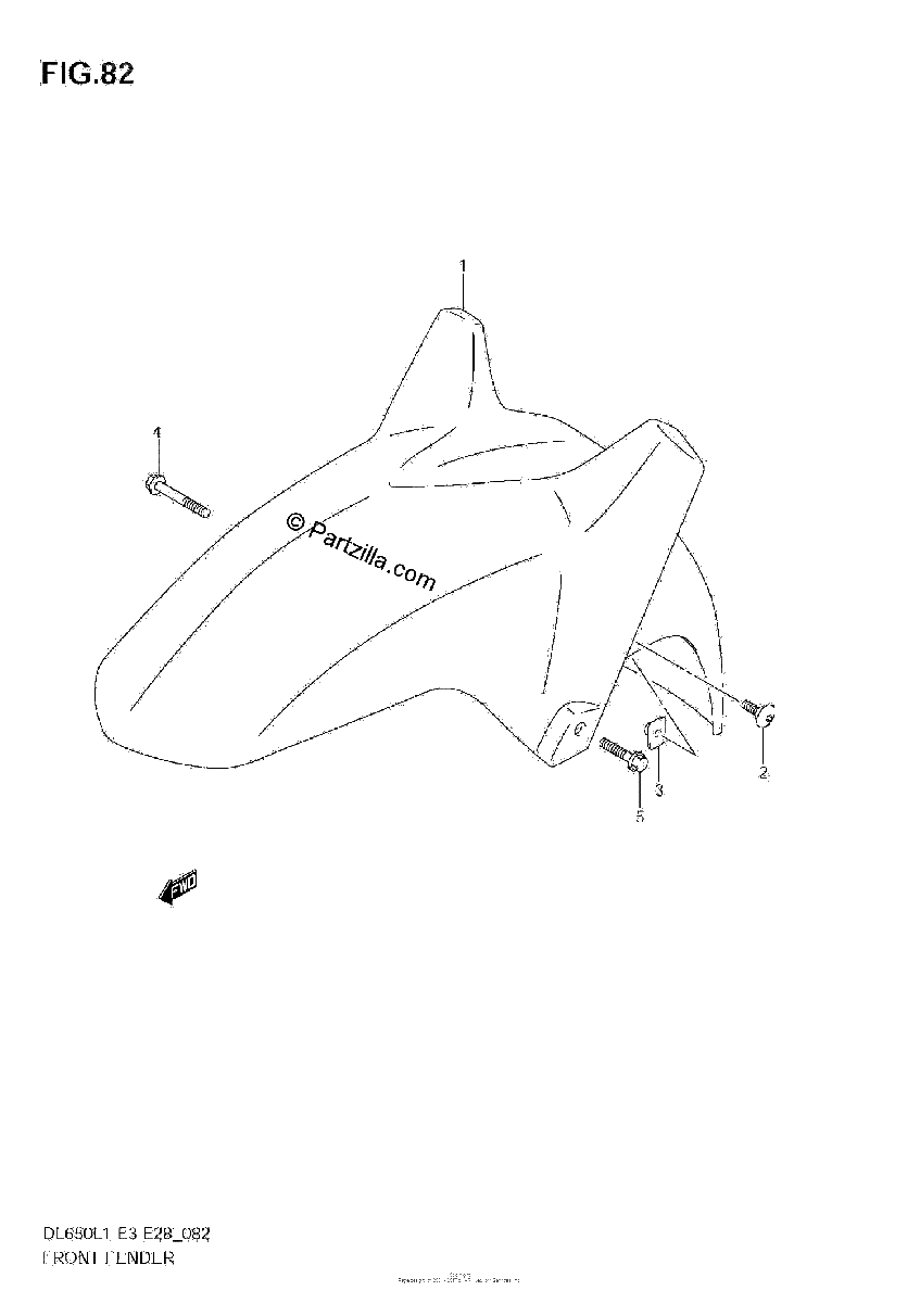 Diagrama de FRONT FENDER DL650 L1 E33