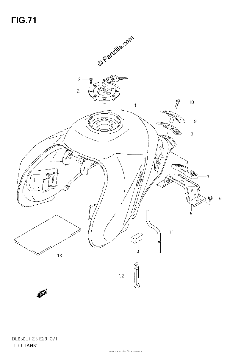 Diagrama de FUEL TANK DL650 L1 E33