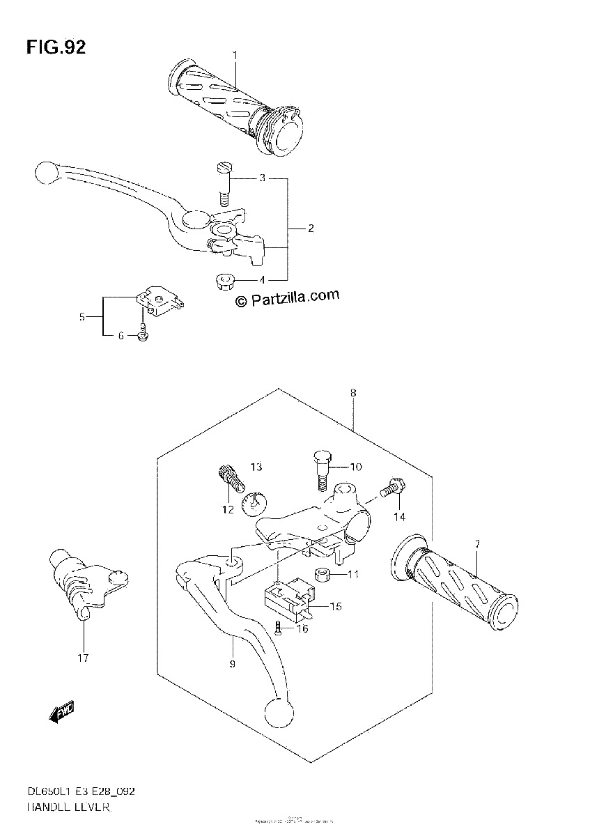 Diagrama de HANDLE LEVER DL650 L1 E3