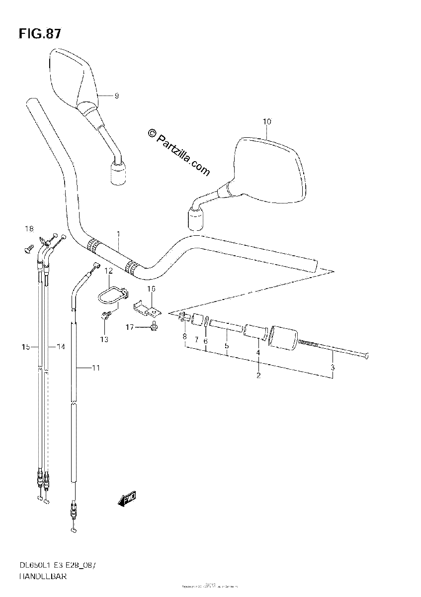 Diagrama de HANDLEBAR DL650 L1 E28