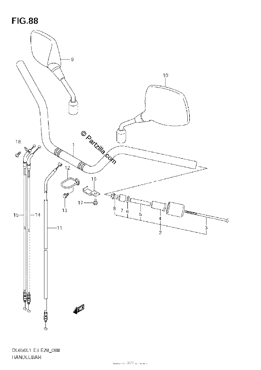 Diagrama de HANDLEBAR DL650 L1 E33