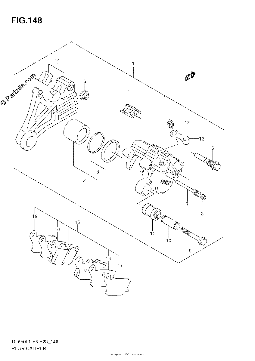 Diagrama de REAR CALIPER DL650 L1 E3