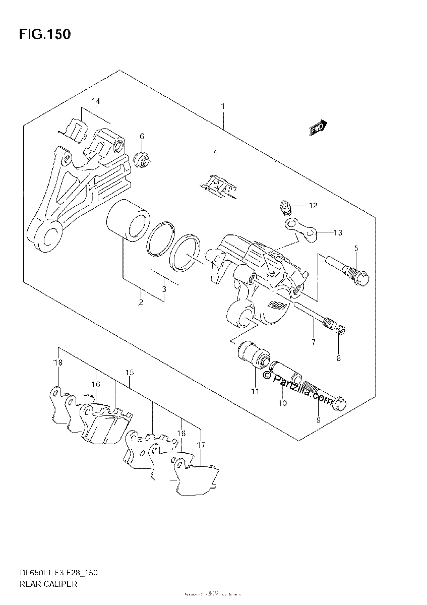 Diagrama de REAR CALIPER DL650 L1 E33