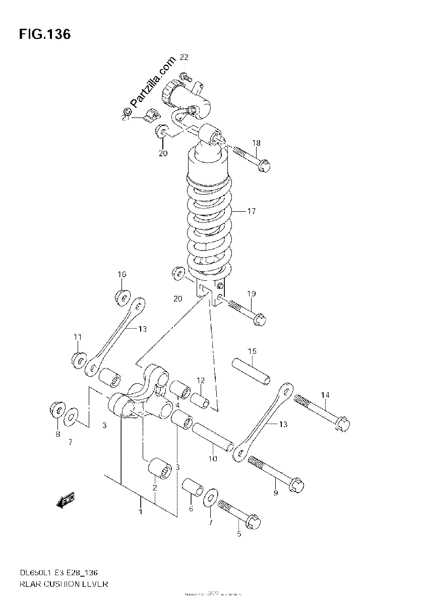 Diagrama de REAR CUSHION LEVER DL650 L1 E3