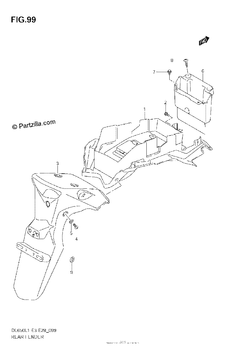 Diagrama de REAR FENDER DL650 L1 E28