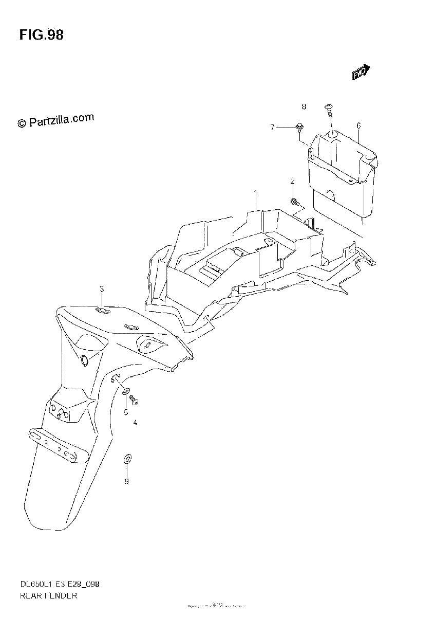 Diagrama de REAR FENDER DL650 L1 E3