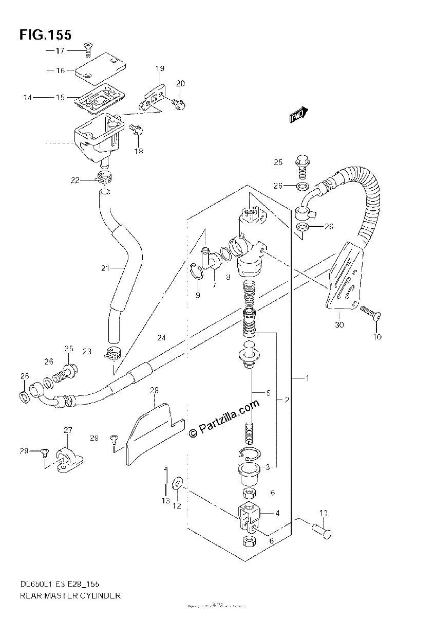 Diagrama de REAR MASTER CYLINDER DL650 L1 E28