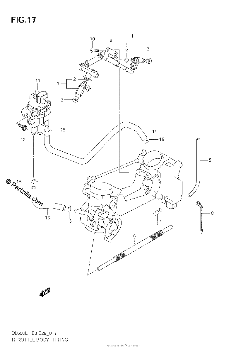 Diagrama de THROTTLE BODY FITTING DL650 L1 E3