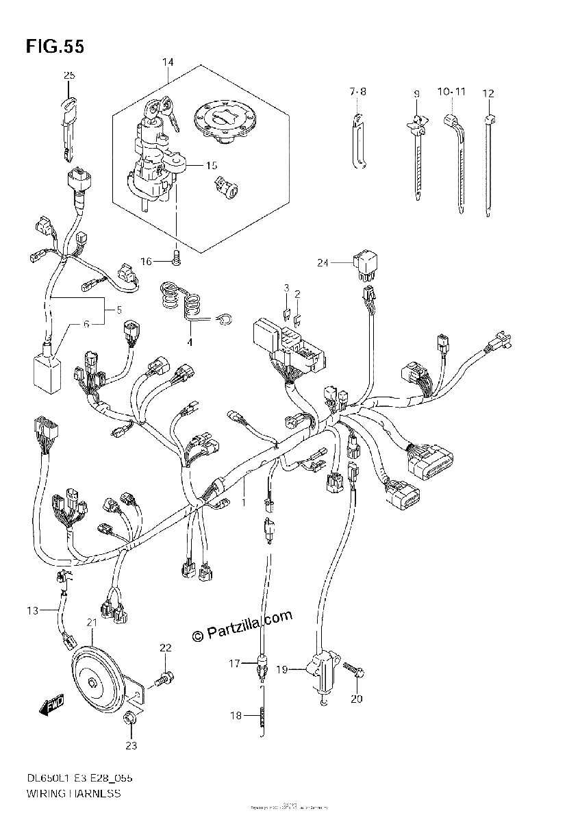 Diagrama de WIRING HARNESS DL650 L1 E33