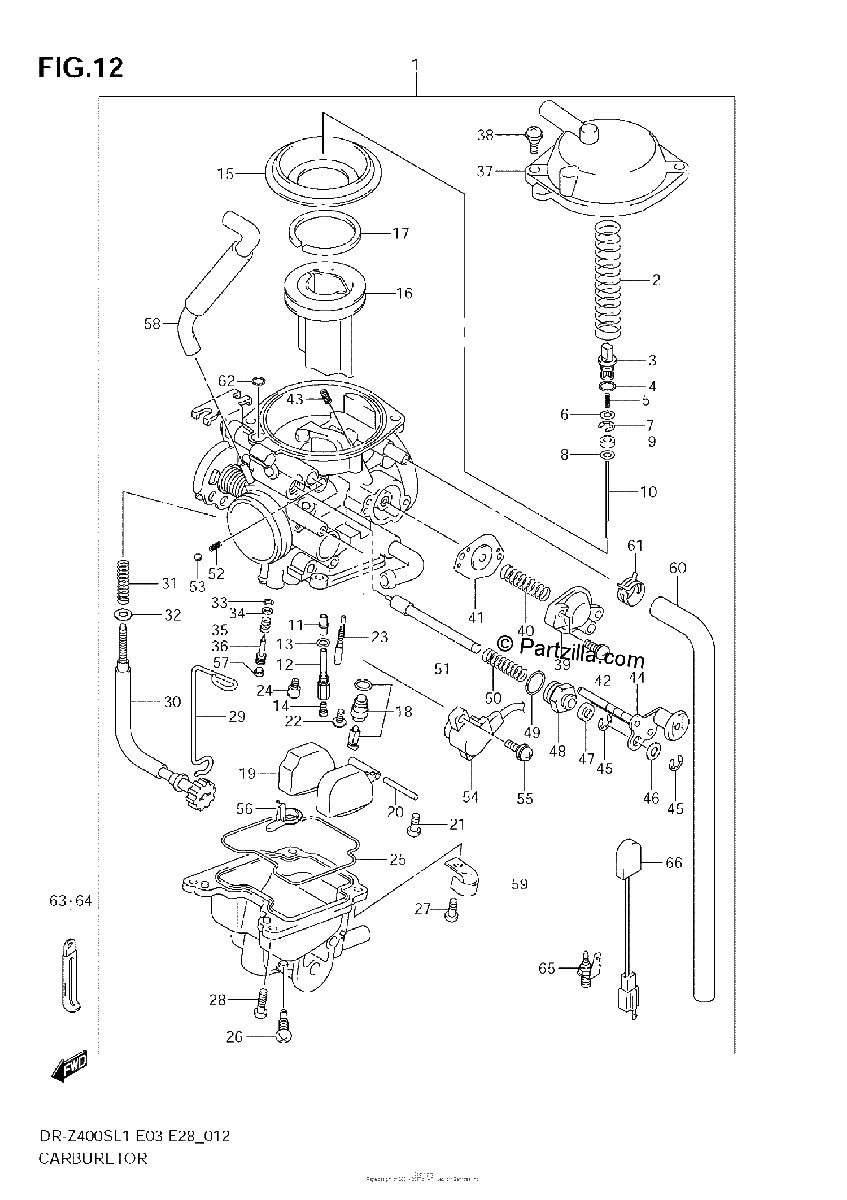 Diagrama de CARBURETOR DR Z400SL1 E3