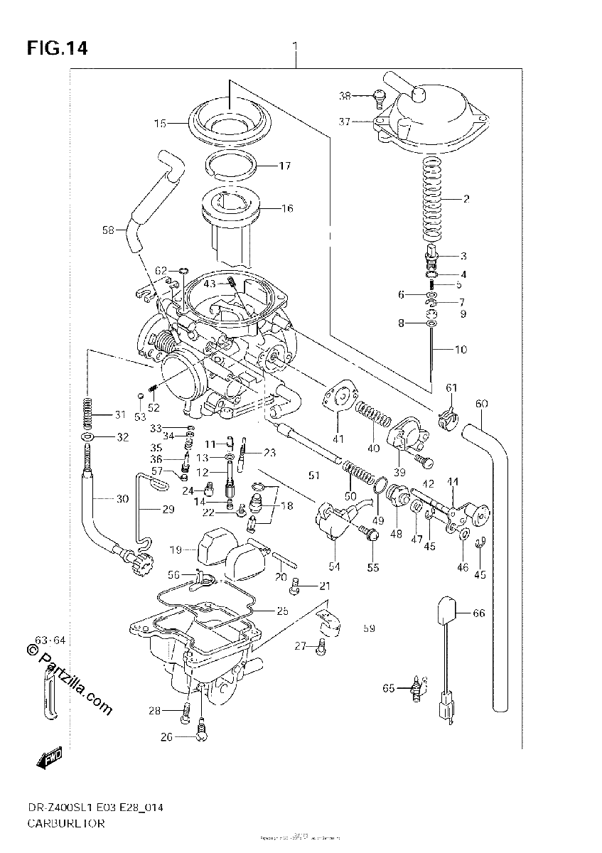 Diagrama de CARBURETOR DR Z400SL1 E33