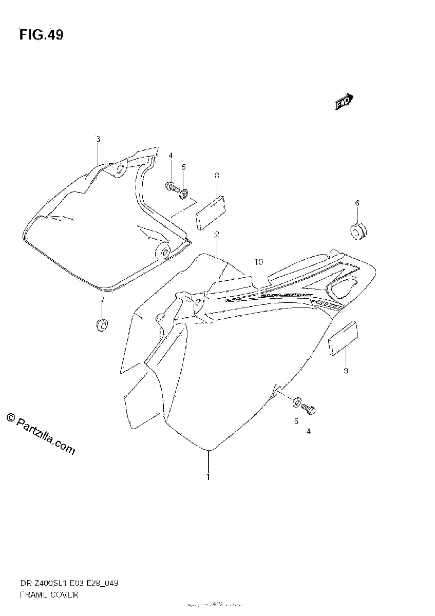 Diagrama de FRAME COVER DR Z400SL1 E33