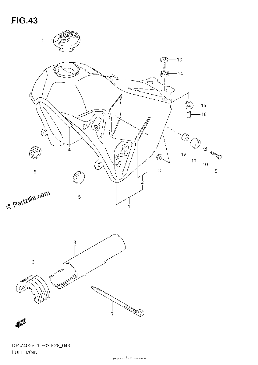 Diagrama de FUEL TANK DR Z400SL1 E28