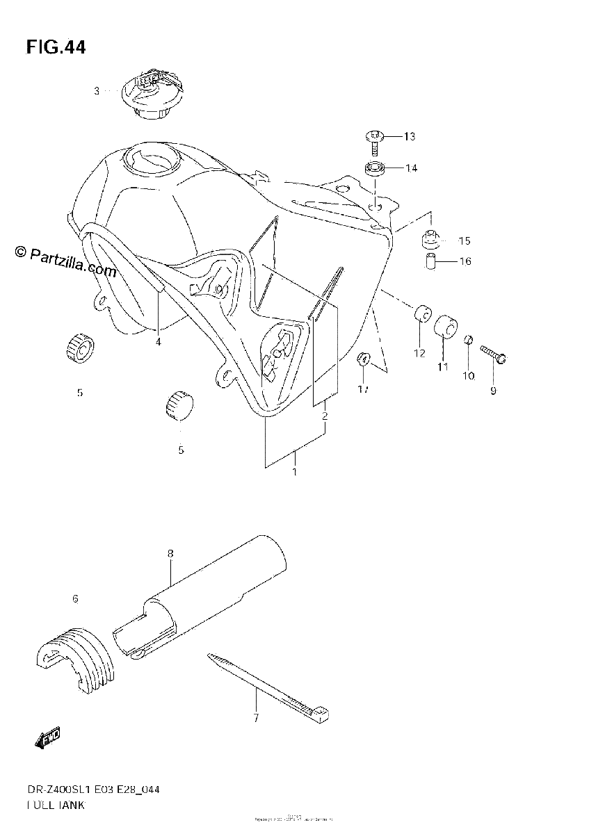Diagrama de FUEL TANK DR Z400SL1 E33