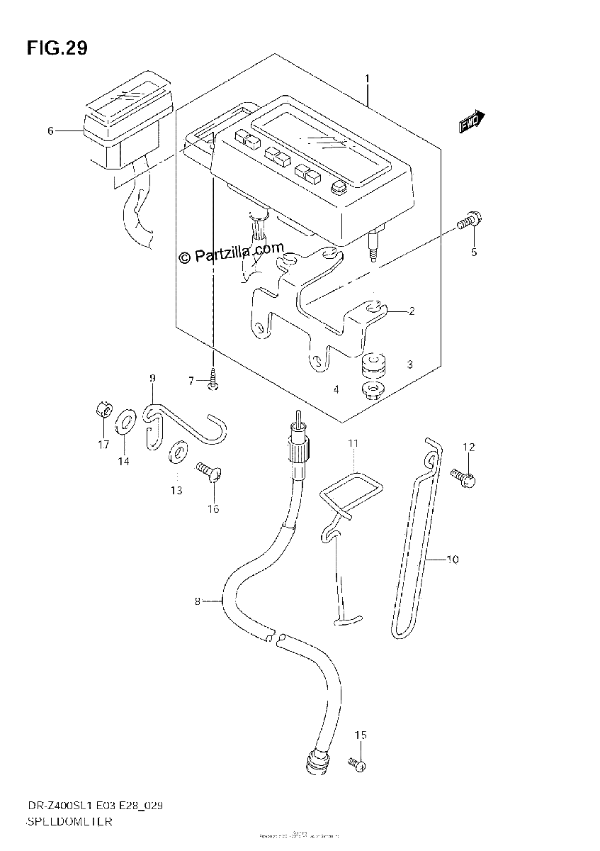 Diagrama de SPEEDOMETER DR Z400SL1 E28