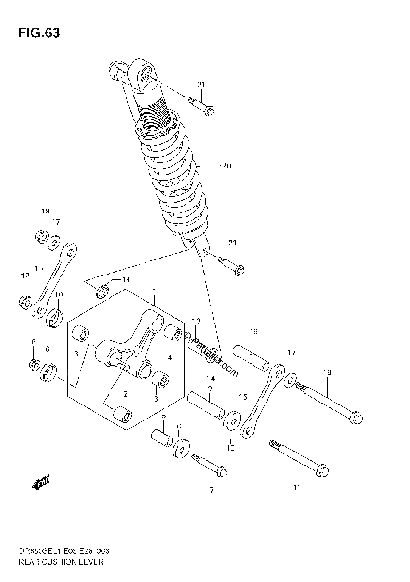 Diagrama de REAR CUSHION LEVER E28